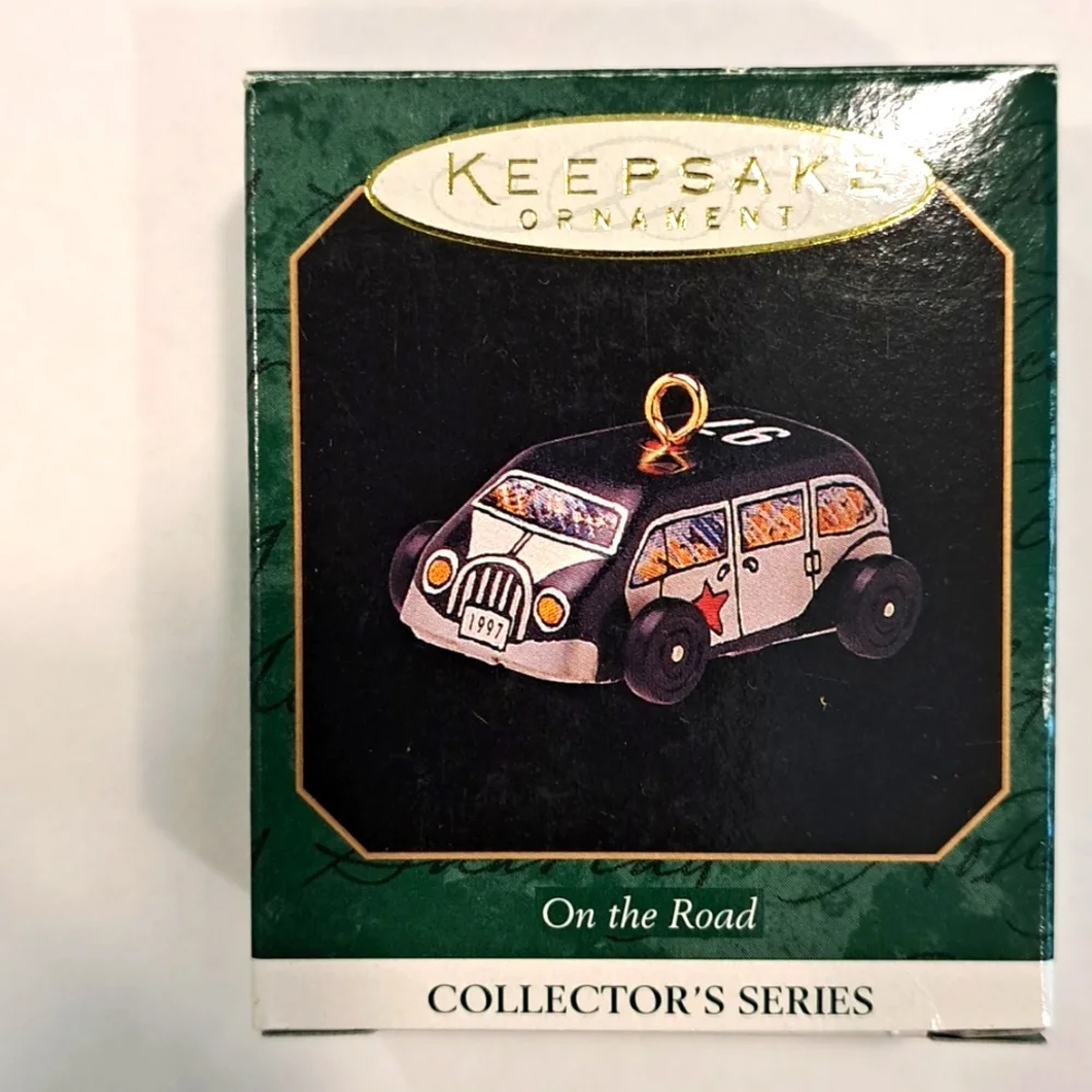 6 mini Hallmark car ornaments